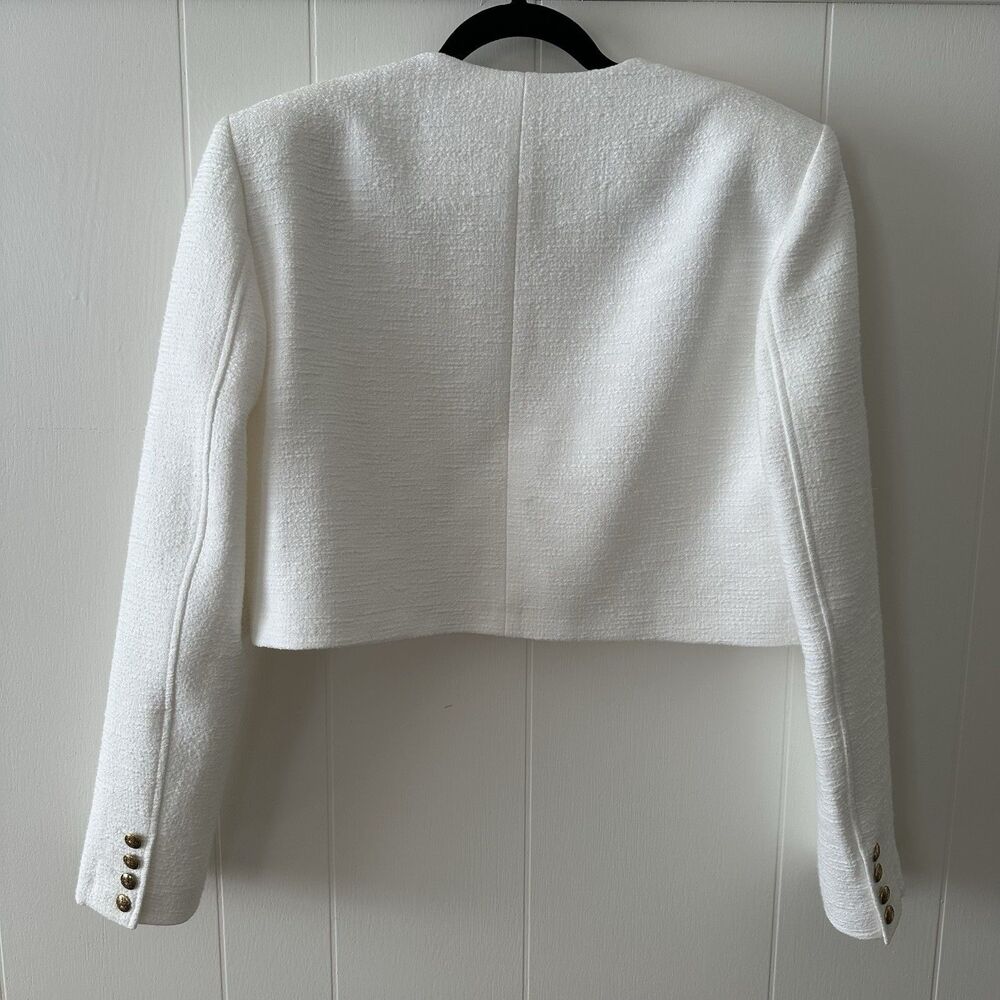Citizens of Humanity Pia Cropped Jacket Sz Medium White Tweed Boxy Office - Picture 11 of 16